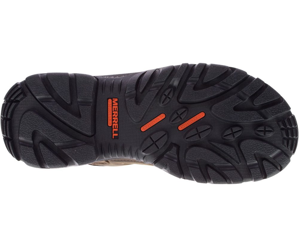 Kozaki Merrell Męskie Brązowe - Strongfield Skórzane 6\" Waterproof Slip-Resistant - 023691-HEV